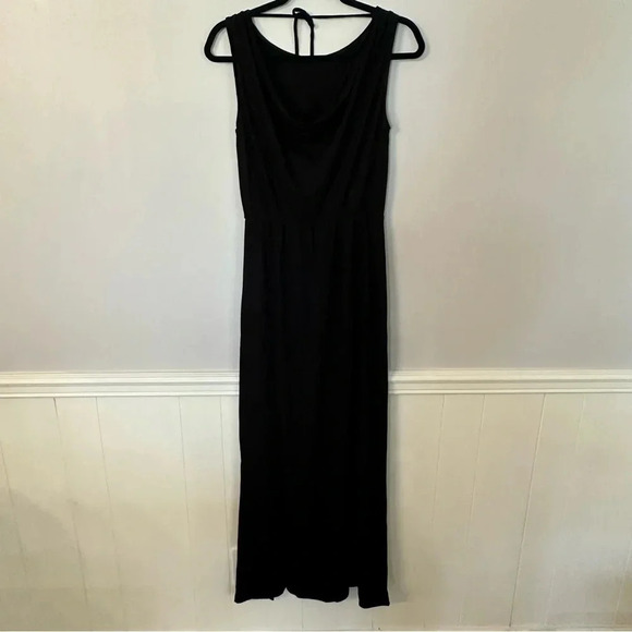 Lanston Women’s Black Sleeveless Side Slit Drape Tie Back Maxi Dress Size XS NWT - Picture 9 of 9